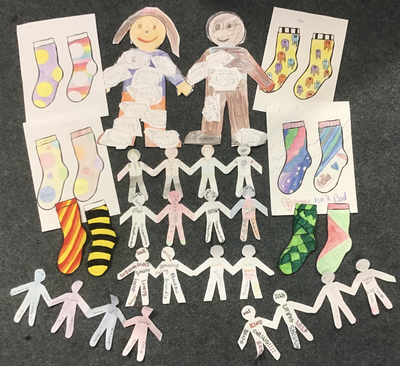 Picture showing examples of the work we do in school to support positive behaviour and address anti-bullying